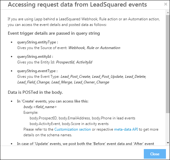 accessing events