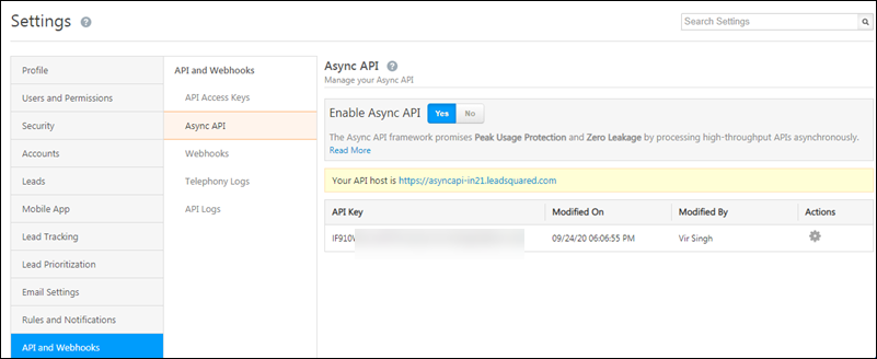 Async API Keys