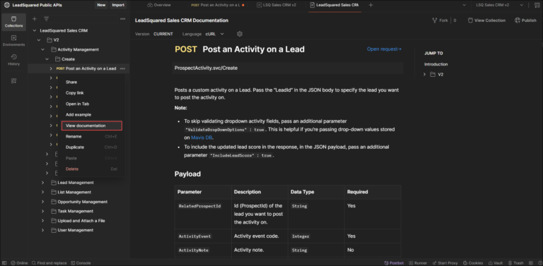 LeadSquared Sales CRM V2 APIs - Api Docs - Leadsquared